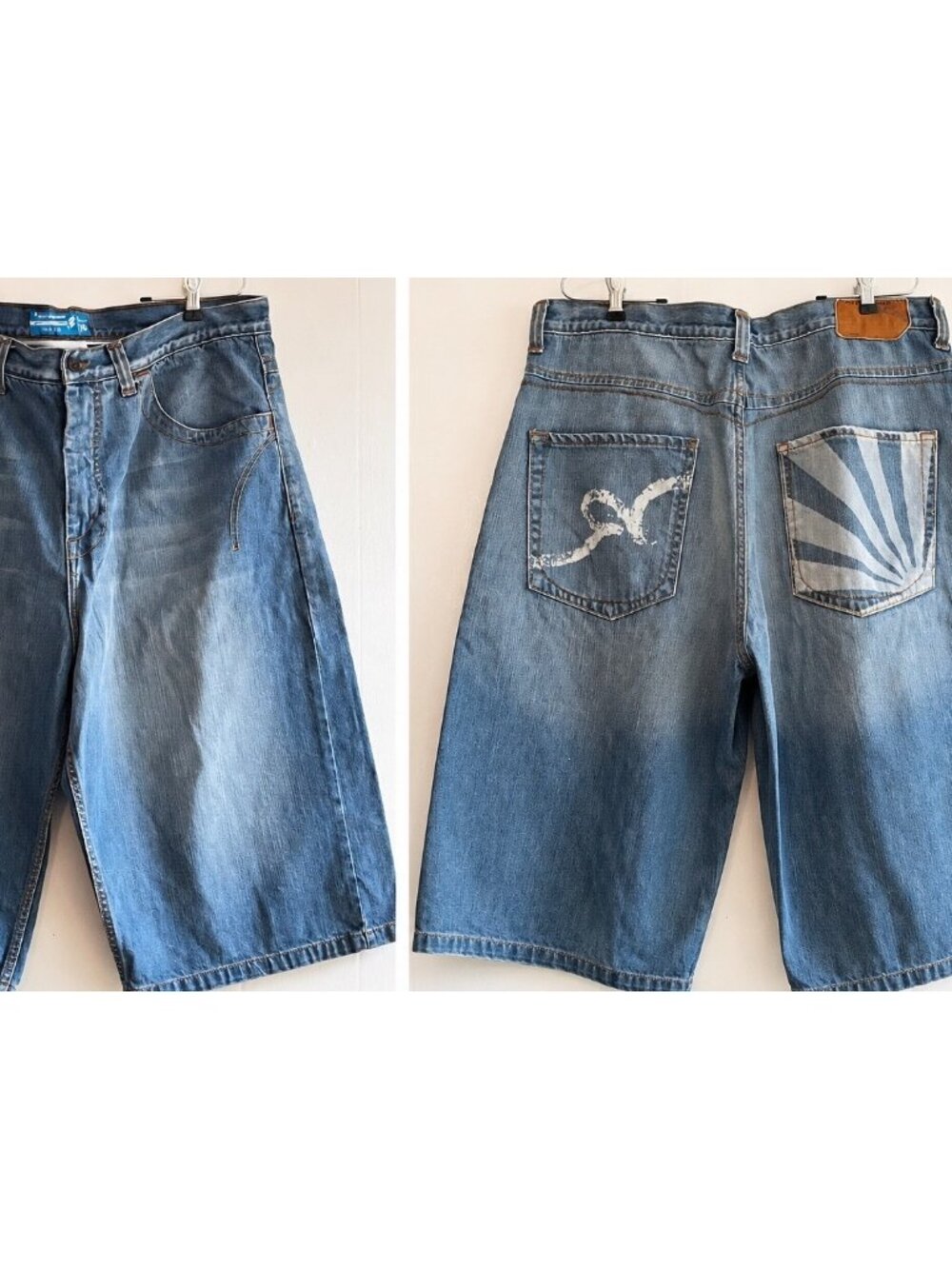 VTG Y2K Rocawear Denim Shorts Mens 38 Blue Baggy Skater Hip Hop Jean Bermuda